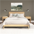 Pemberly Row Queen Platform Bed and 2 Nightstands With Drawers in White Oak
