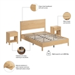 Pemberly Row Queen Platform Bed and 2 Nightstands With Drawers in White Oak