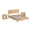 Pemberly Row Queen Platform Bed and 2 Nightstands With Drawers in White Oak
