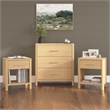Pemberly Row 3 Drawer Dresser and 2 Nightstands With Drawer in White Oak Veneer