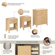 Pemberly Row 3 Drawer Dresser and 2 Nightstands With Drawer in White Oak Veneer