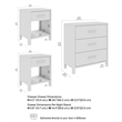 Pemberly Row 3 Drawer Dresser and 2 Nightstands With Drawer in White Oak Veneer