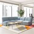 Pemberly Row Modular 5 Seater L Shaped Sectional Lounge Sofa in Mist Fabric