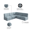 Pemberly Row Modular 5 Seater L Shaped Sectional Lounge Sofa in Mist Fabric