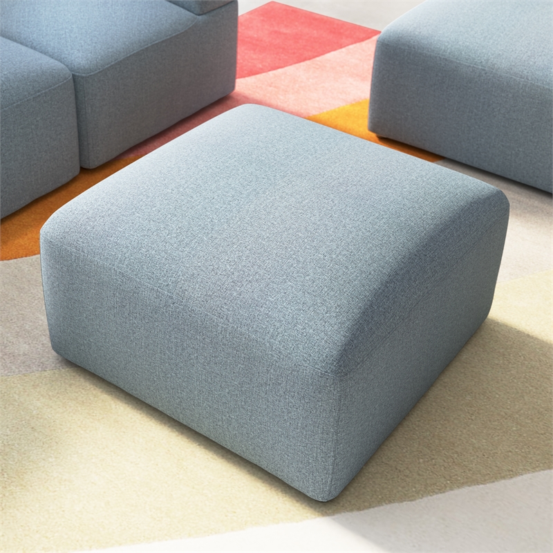 Pemberly Row Modular Lounge Ottoman With Coil Spring Seat in Mist Fabric