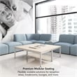Pemberly Row Modular Lounge Ottoman With Coil Spring Seat in Mist Fabric