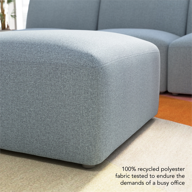 Pemberly Row Modular Lounge Ottoman With Coil Spring Seat in Mist Fabric