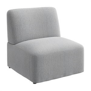 Pemberly Row Modular Armless Lounge Chair With Coil Spring Seat in Fog Fabric