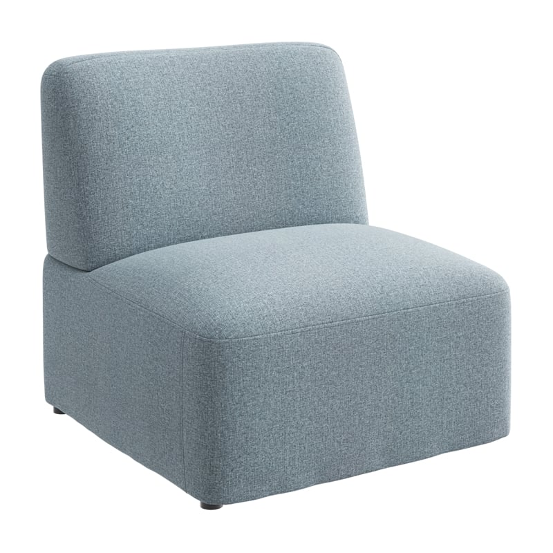 Pemberly Row Modular Armless Lounge Chair With Coil Spring Seat in Mist Fabric