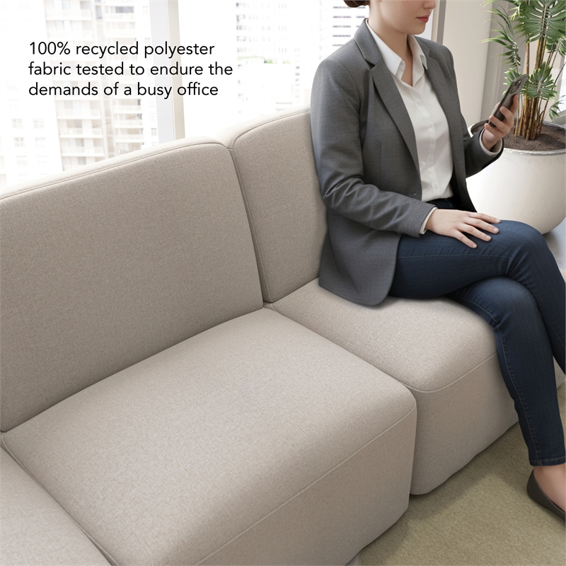 Pemberly Row Modular Armless Lounge Chair With Coil Spring Seat in Oat Fabric