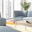 Pemberly Row Modular Corner Lounge Chair With Coil Spring Seat in Mist Fabric