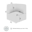 Pemberly Row Modular Corner Lounge Chair With Coil Spring Seat in Mist Fabric