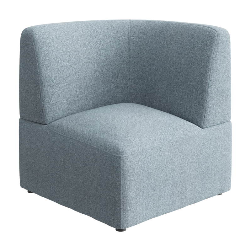 Pemberly Row Modular Corner Lounge Chair With Coil Spring Seat in Mist Fabric