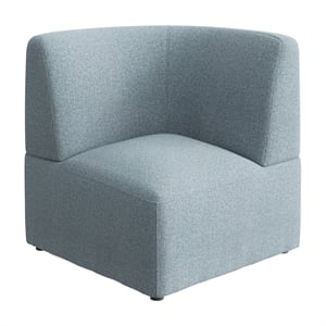Pemberly Row Modular Corner Lounge Chair With Coil Spring Seat in Mist Fabric