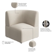 Pemberly Row Modular Corner Lounge Chair With Coil Spring Seat in Oat Fabric