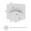 Pemberly Row Modular Corner Lounge Chair With Coil Spring Seat in Oat Fabric