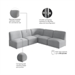 Pemberly Row Modular 5 Seater L Shaped Sectional Lounge Sofa in Fog Fabric