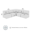 Pemberly Row Modular 5 Seater L Shaped Sectional Lounge Sofa in Fog Fabric