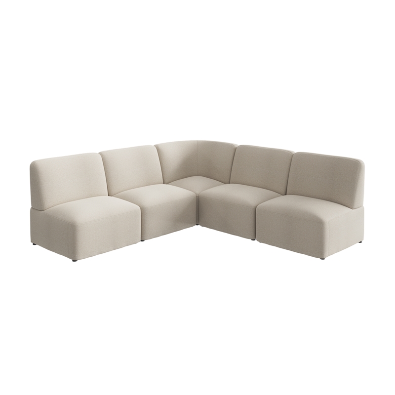 Pemberly Row Modular 5 Seater L Shaped Sectional Lounge Sofa in Oat Fabric