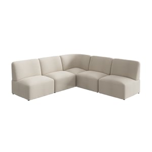 Pemberly Row Modular 5 Seater L Shaped Sectional Lounge Sofa in Oat Fabric