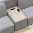 Pemberly Row Modular Side Table With USB and AC Charging Station in Fog Fabric