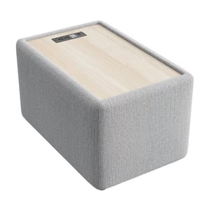 Pemberly Row Modular Side Table With USB and AC Charging Station in Fog Fabric