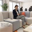 Pemberly Row 5 Seat L Shaped Sectional With Charging Station in Fog Fabric