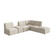 Pemberly Row 5 Seat L Shaped Sectional With Charging Station in Oat Fabric