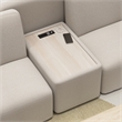 Pemberly Row Modular Side Table With USB and AC Charging Station in Oat Fabric
