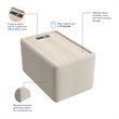 Pemberly Row Modular Side Table With USB and AC Charging Station in Oat Fabric