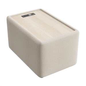 Pemberly Row Modular Side Table With USB and AC Charging Station in Oat Fabric