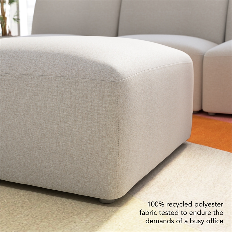Pemberly Row Modular Lounge Ottoman With Coil Spring Seat in Fog Fabric