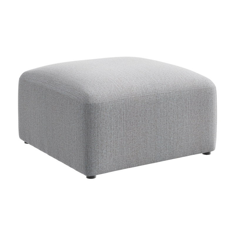 Pemberly Row Modular Lounge Ottoman With Coil Spring Seat in Fog Fabric