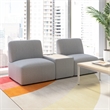 Pemberly Row 2 Seater Sectional With USB and AC Charging Station in Fog Fabric