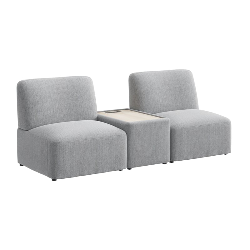 Pemberly Row 2 Seater Sectional With USB and AC Charging Station in Fog Fabric
