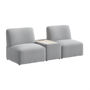 Pemberly Row 2 Seater Sectional With USB and AC Charging Station in Fog Fabric