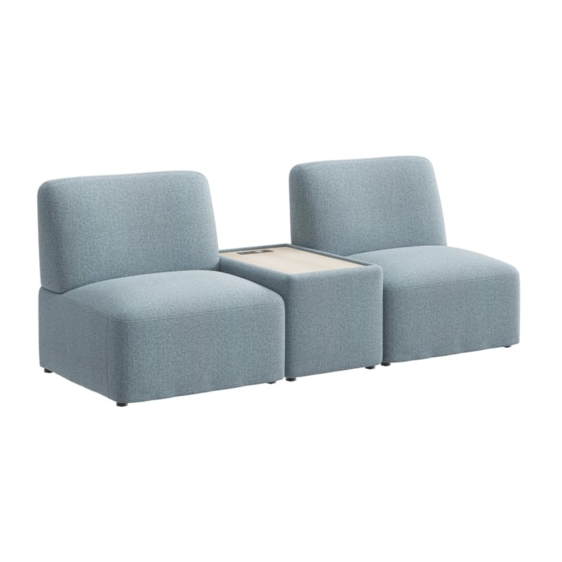 Pemberly Row 2 Seater Sectional With USB and AC Charging Station in Mist Fabric
