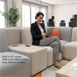 Pemberly Row 2 Seater Sectional With USB and AC Charging Station in Oat Fabric