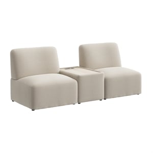 Pemberly Row 2 Seater Sectional With USB and AC Charging Station in Oat Fabric