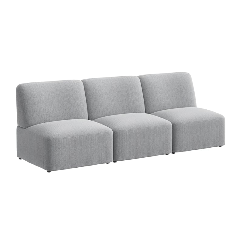 Pemberly Row Modular 3 Seater Sectional Lounge Sofa in Fog Fabric