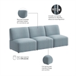 Pemberly Row Modular 3 Seater Sectional Lounge Sofa in Mist Fabric