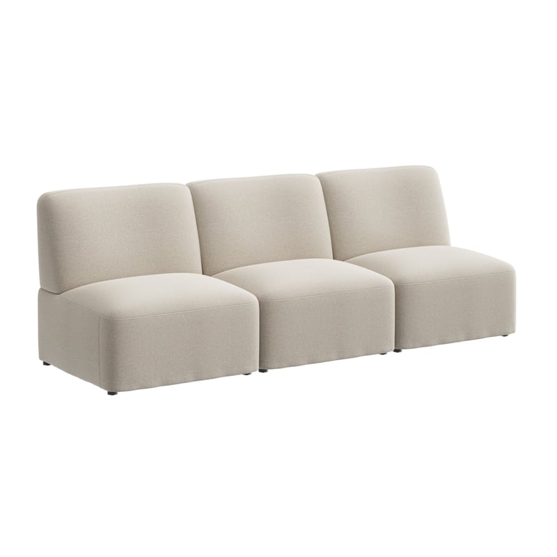 Pemberly Row Modular 3 Seater Sectional Lounge Sofa in Oat Fabric