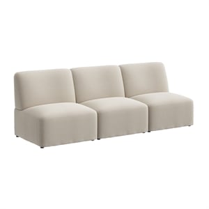 Pemberly Row Modular 3 Seater Sectional Lounge Sofa in Oat Fabric