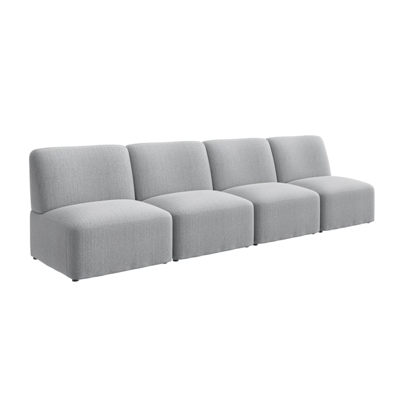 Pemberly Row Modular 4 Seater Sectional Lounge Sofa in Fog Fabric