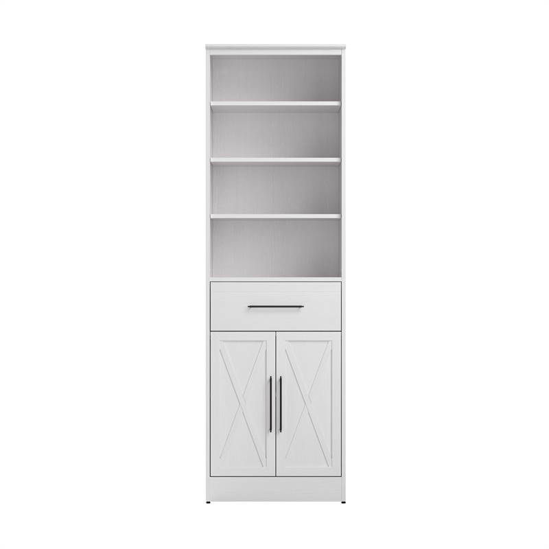 Pemberly Row 25W Adjustable Shelves Closet Organizer With Drawer & Doors
