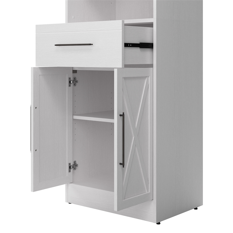 Pemberly Row 25W Adjustable Shelves Closet Organizer With Drawer & Doors