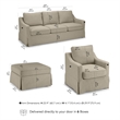 Pemberly Row 80W Sofa with Swivel Chair and Ottoman with Slipcovers in Sand