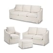 Pemberly Row 80W Sofa with Loveseat & Chair and Ottoman with Slipcovers in Ivory