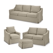 Pemberly Row 80W Sofa with Loveseat & Chair and Ottoman with Slipcovers in Sand
