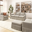 Pemberly Row 80W Sofa with Loveseat & Chair and Ottoman with Slipcovers in Sand
